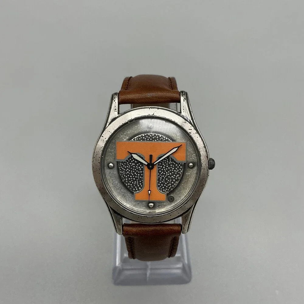 Fossil University Tennessee Mens Watch 35mm T Logo Dial Leather New Battery